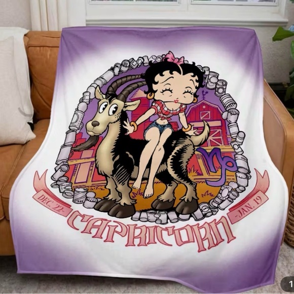 Other - Capricorn Throw Blanket with Betty Boop Graphic Design- New